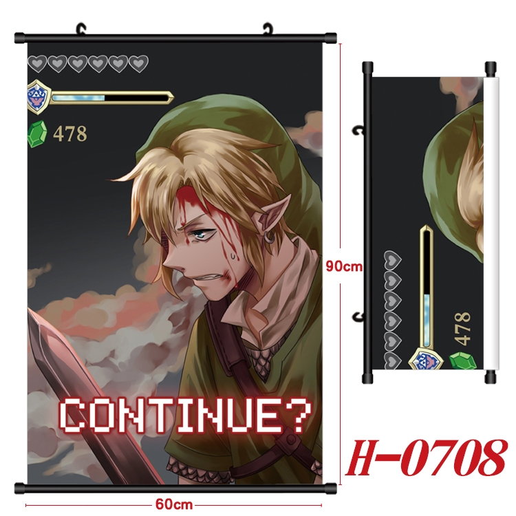 The Legend of Zelda Anime Black Plastic Rod Canvas Painting 60X90CM H-0708