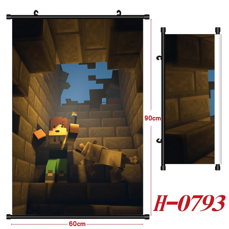 Minecraft Anime Black Plastic Rod Canvas Painting 60X90CM H-0793