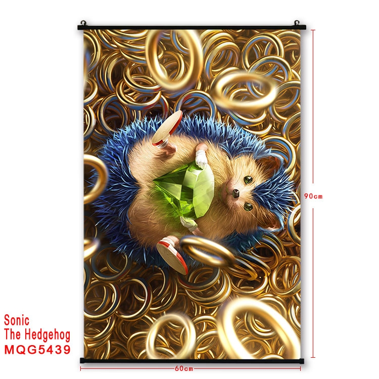 Sonic The Hedgehog black Plastic rod Cloth painting Wall Scroll 60X90CM   MQG-5439