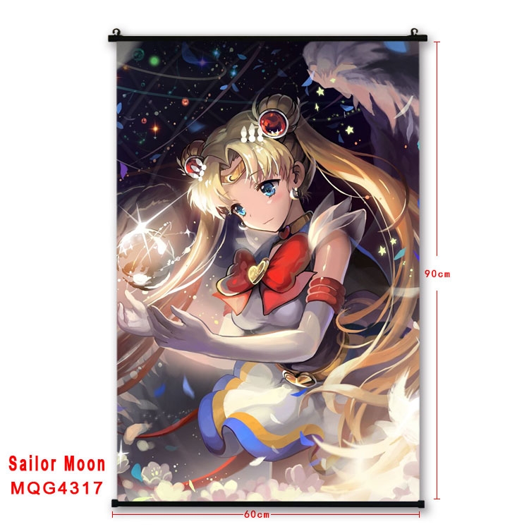 sailormoon black Plastic rod Cloth painting Wall Scroll 60X90CM   MQG-4317