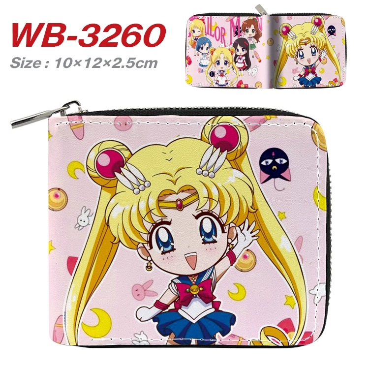 sailormoon Anime Full Color Short All Inclusive Zipper Wallet 10x12x2.5cm WB-3260A