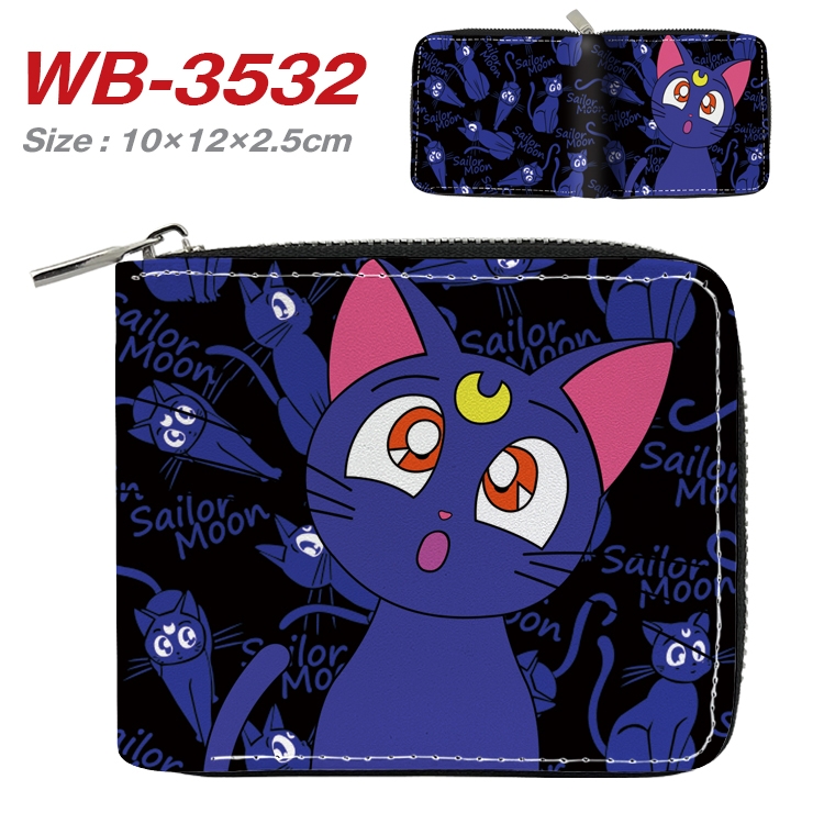 sailormoon Anime Full Color Short All Inclusive Zipper Wallet 10x12x2.5cm WB-3532A