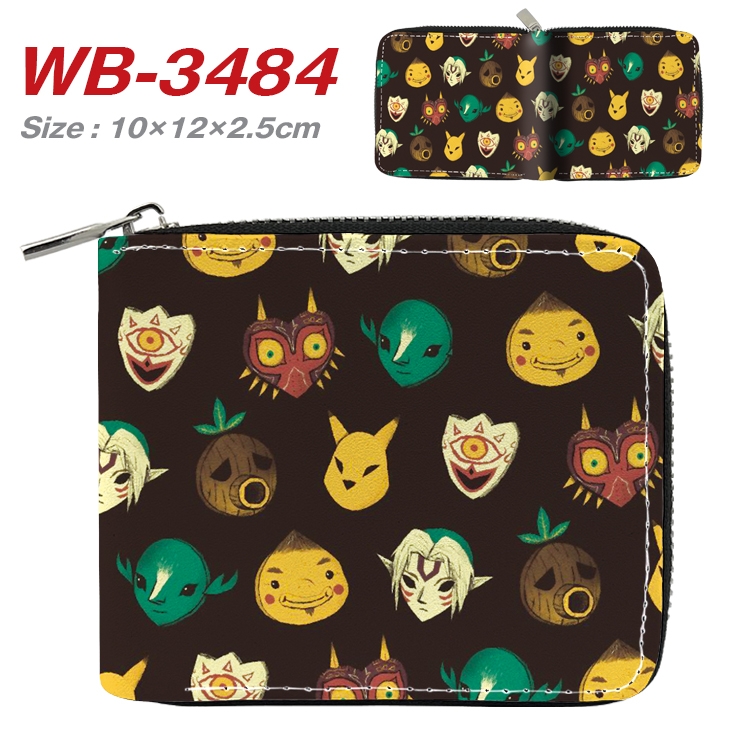 The Legend of Zelda Anime Full Color Short All Inclusive Zipper Wallet 10x12x2.5cm WB-3484A