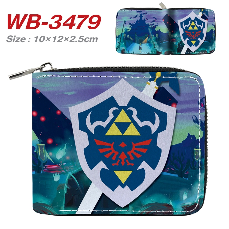 The Legend of Zelda Anime Full Color Short All Inclusive Zipper Wallet 10x12x2.5cm WB-3479A