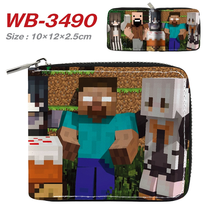 Minecraft Anime Full Color Short All Inclusive Zipper Wallet 10x12x2.5cm WB-3490A