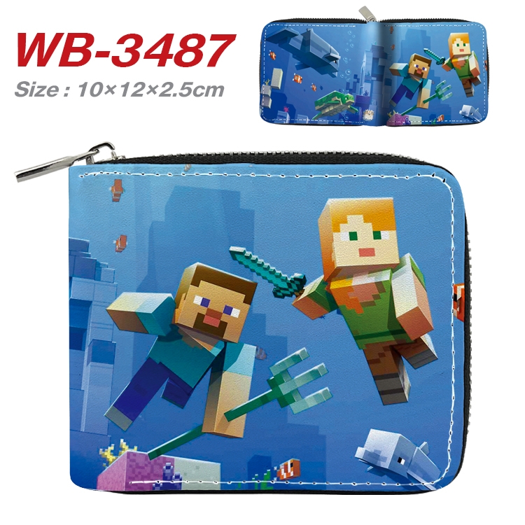 Minecraft Anime Full Color Short All Inclusive Zipper Wallet 10x12x2.5cm  WB-3487A