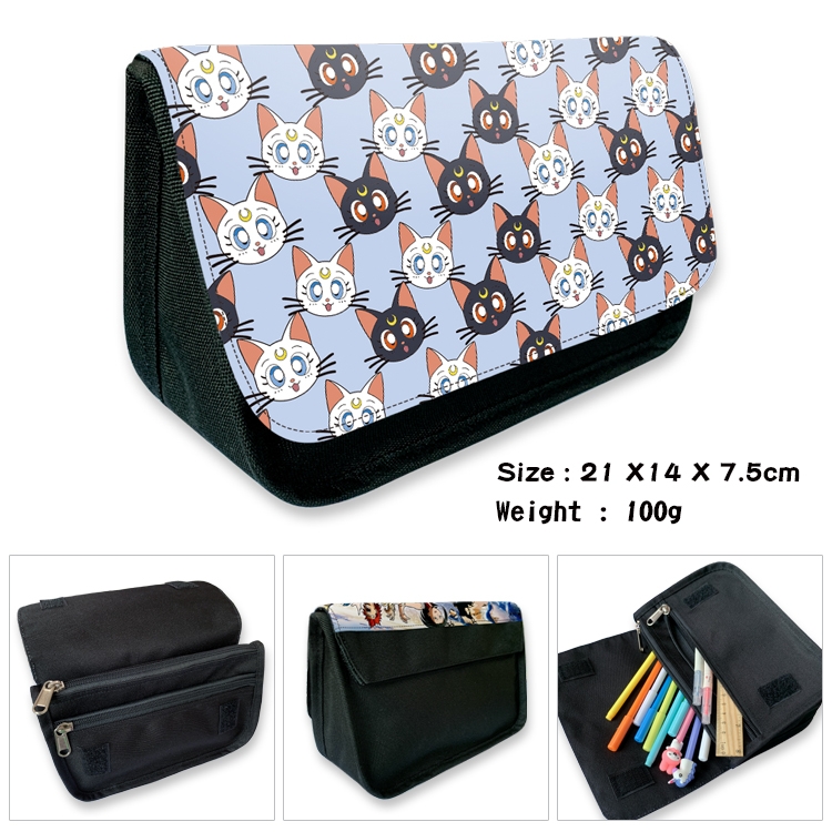 sailormoon Velcro canvas zipper pencil case Pencil Bag 21×14×7.5cm