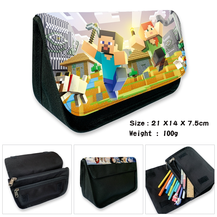 Minecraft  Velcro canvas zipper pencil case Pencil Bag 21×14×7.5cm