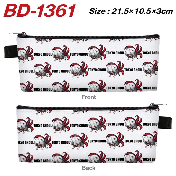 Tokyo Ghoul Anime Peripheral PU Leather Zipper Pencil Case Stationery Box 21.5X10.5X3CM BD-1361