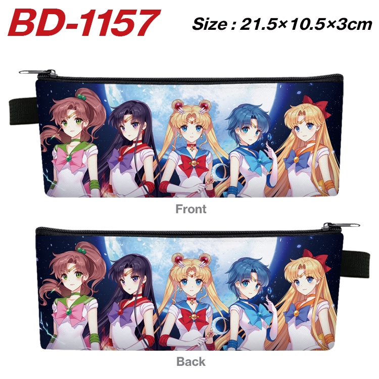 sailormoon Anime Peripheral PU Leather Zipper Pencil Case Stationery Box 21.5X10.5X3CM BD-1157