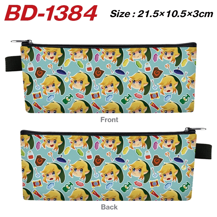 The Legend of Zelda Anime Peripheral PU Leather Zipper Pencil Case Stationery Box 21.5X10.5X3CM BD-1384