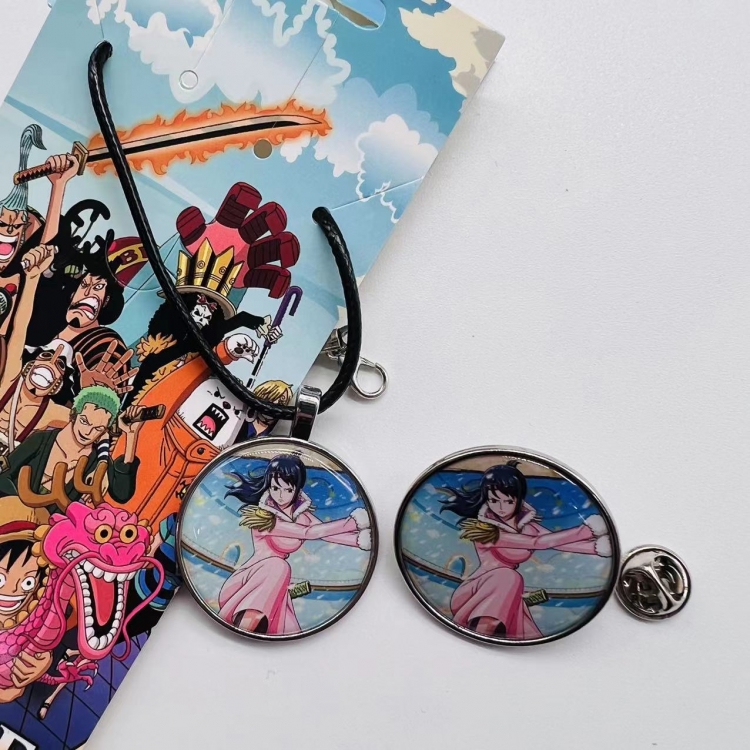 One Piece Anime Cartoon Necklace Brooch Badge 2 Piece Set  404