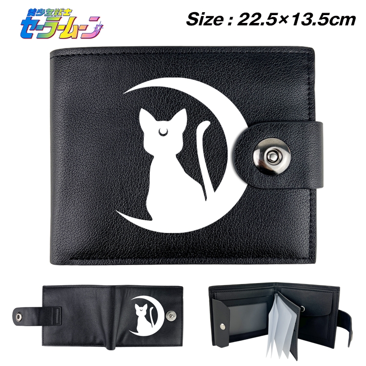 sailormoon Anime Leather Magnetic Buckle Two-fold Card Holder Wallet 22.5X13.5CM