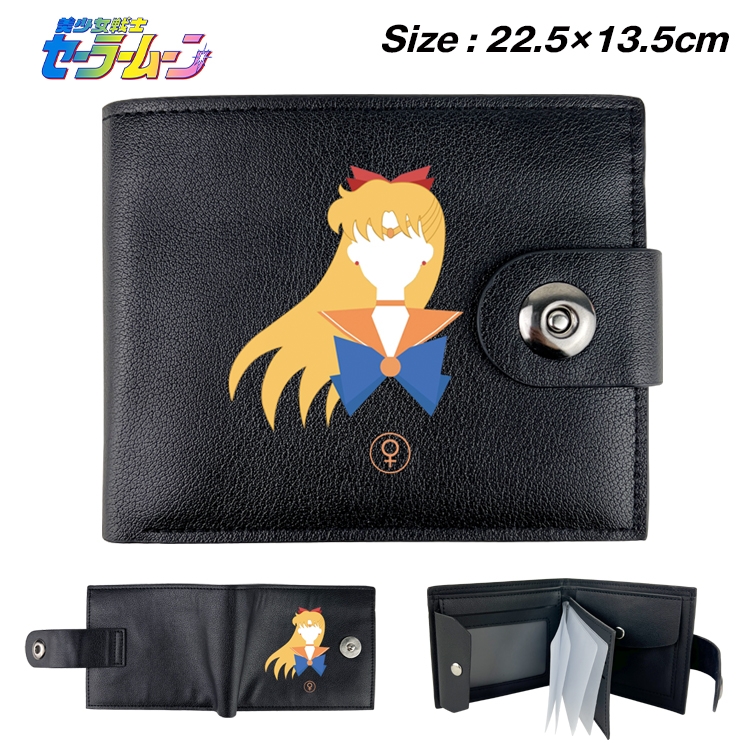 sailormoon Anime Leather Magnetic Buckle Two-fold Card Holder Wallet 22.5X13.5CM