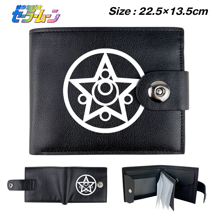 sailormoon Anime Leather Magnetic Buckle Two-fold Card Holder Wallet 22.5X13.5CM