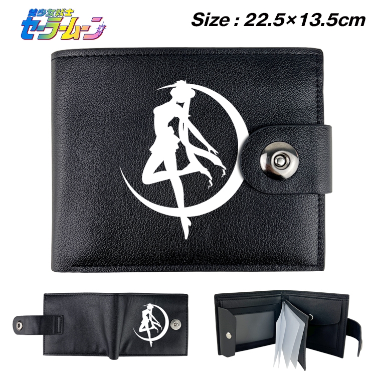 sailormoon Anime Leather Magnetic Buckle Two-fold Card Holder Wallet 22.5X13.5CM