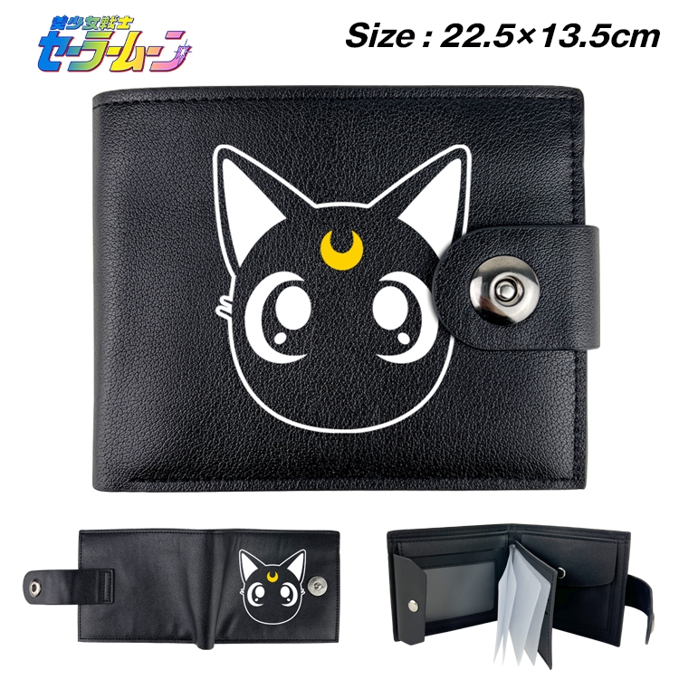 sailormoon Anime Leather Magnetic Buckle Two-fold Card Holder Wallet 22.5X13.5CM