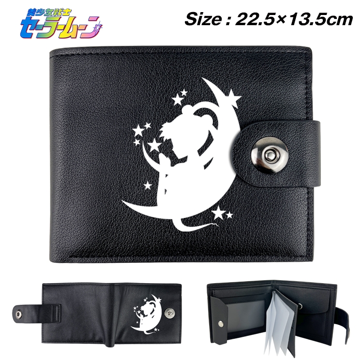 sailormoon Anime Leather Magnetic Buckle Two-fold Card Holder Wallet 22.5X13.5CM