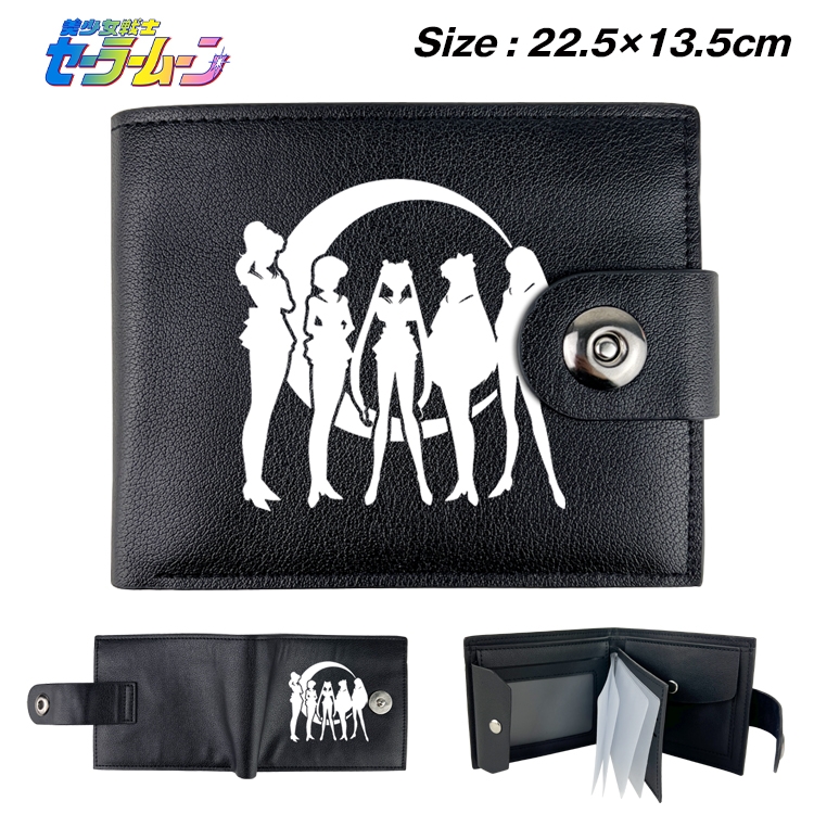 sailormoon Anime Leather Magnetic Buckle Two-fold Card Holder Wallet 22.5X13.5CM