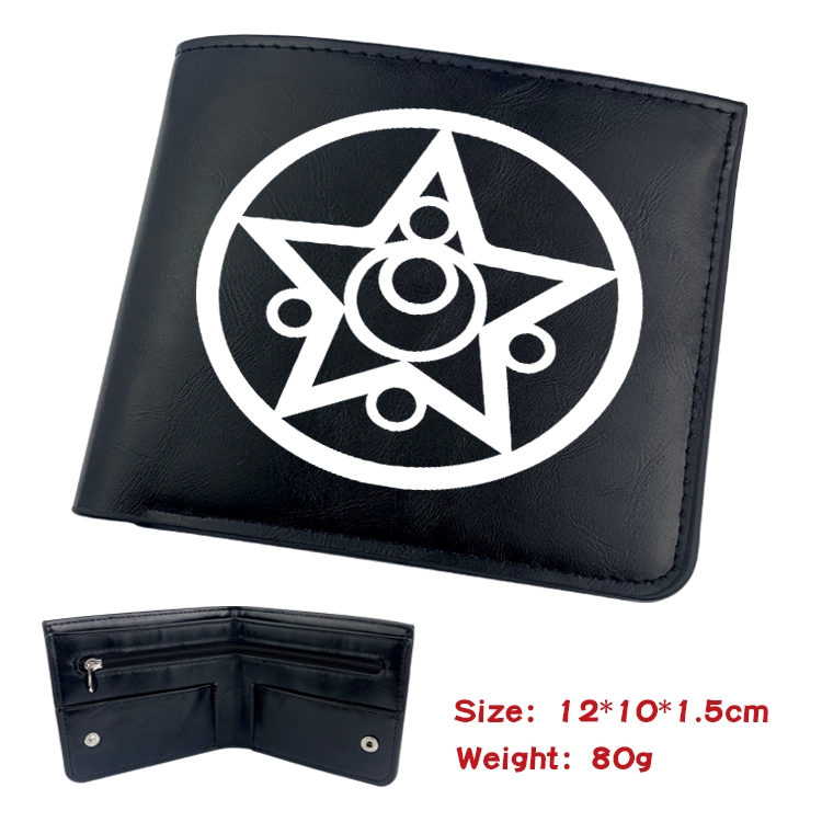 sailormoon Anime Black Leather Magnetic Buckle Two Fold Card Holder Wallet 22.5X13.5CM 