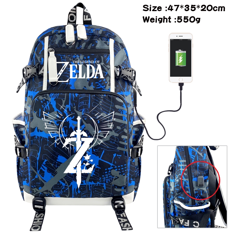 The Legend of Zelda Anime data cable camouflage print backpack schoolbag 47x35x20cm