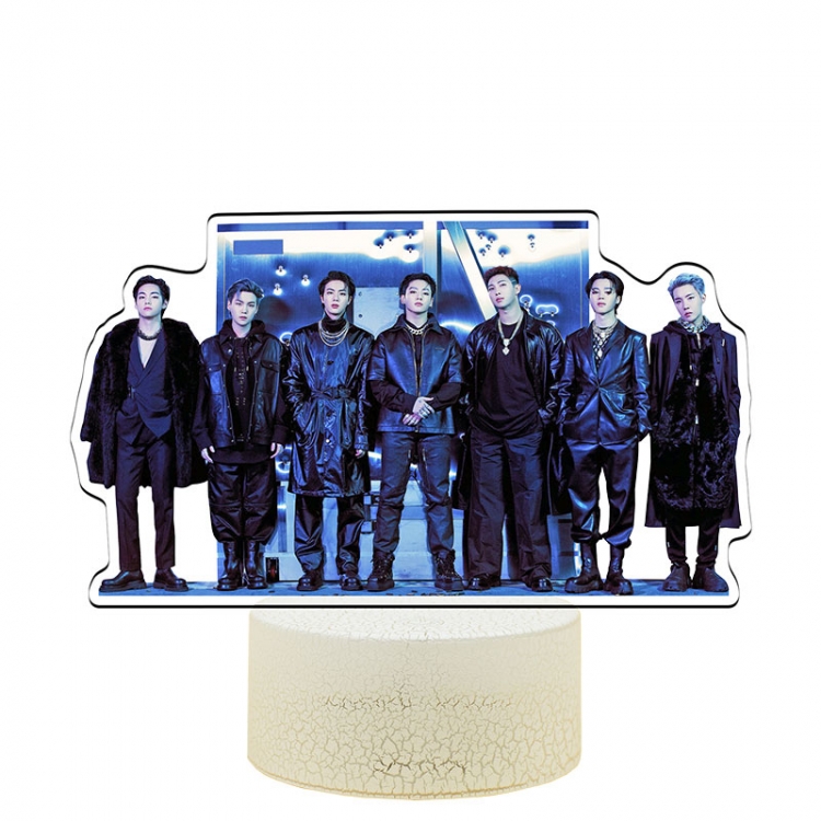 BTS Color Acrylic Night Light 16 Color-changing Remote Control USB Interface Box Set 19X7X4CM white cracked base