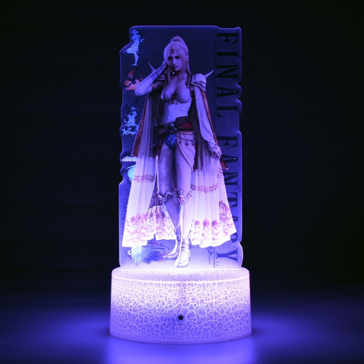 Final Fantasy Color Acrylic Night Light 16 Color-changing Remote Control USB Interface Box Set 19X7X4CM white cracked ba