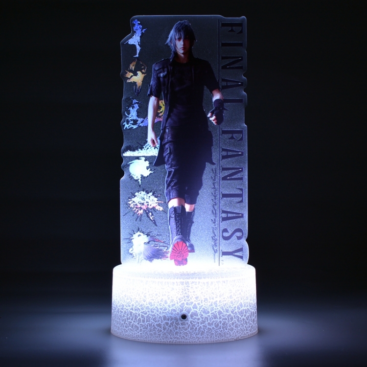 Final Fantasy Color Acrylic Night Light 16 Color-changing Remote Control USB Interface Box Set 19X7X4CM white cracked ba