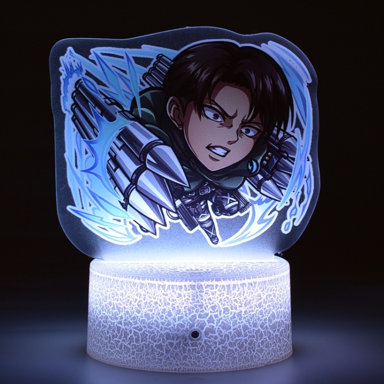 Shingeki no Kyojin Q version Acrylic night light 16 kinds of color changing USB interface box 14X7X4CM white  base