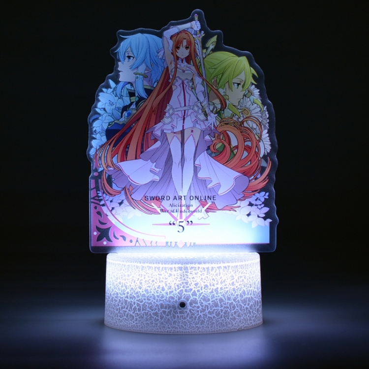 Sword Art Online Acrylic Night Light 16 Color-changing USB Interface Box Set 19X7X4CM white base