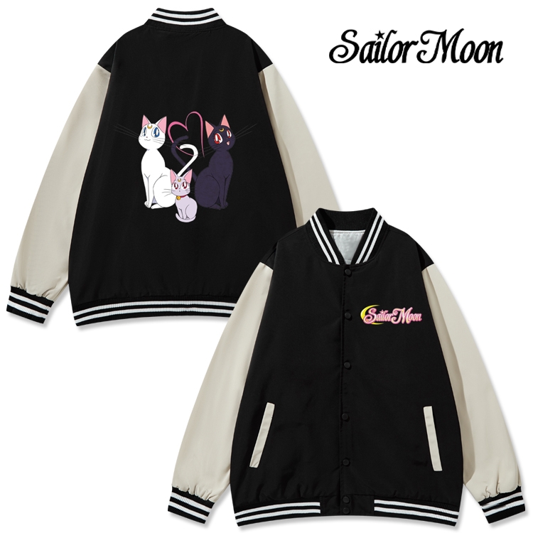 sailormoon Anime color blocking button top coat from M to 3XL