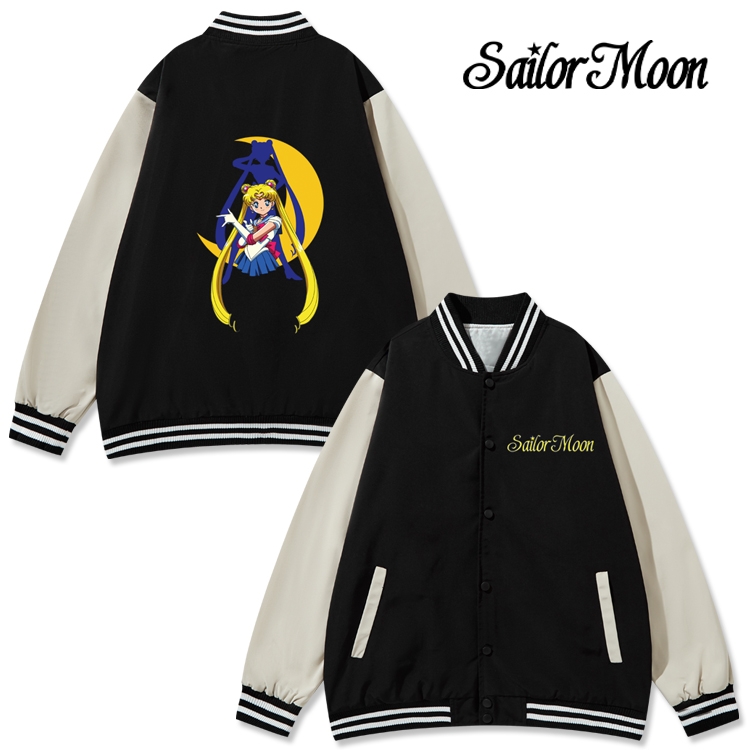 sailormoon Anime color blocking button top coat from M to 3XL