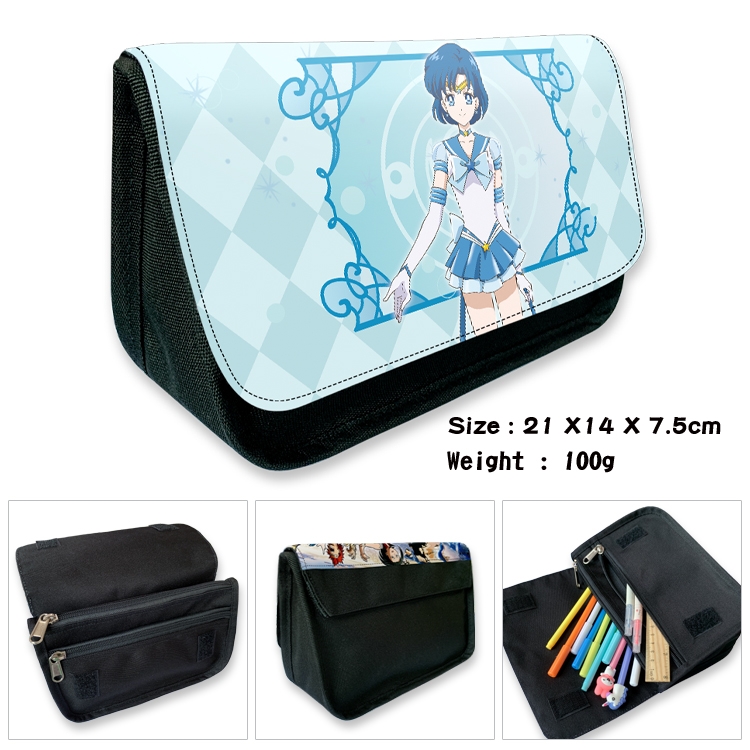 sailormoon Velcro canvas zipper pencil case Pencil Bag 21×14×7.5cm