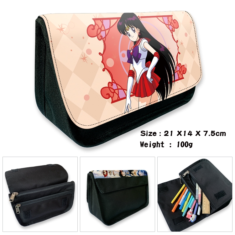 sailormoon Velcro canvas zipper pencil case Pencil Bag 21×14×7.5cm