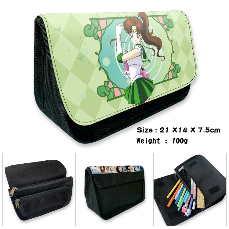 sailormoon Velcro canvas zipper pencil case Pencil Bag 21×14×7.5cm