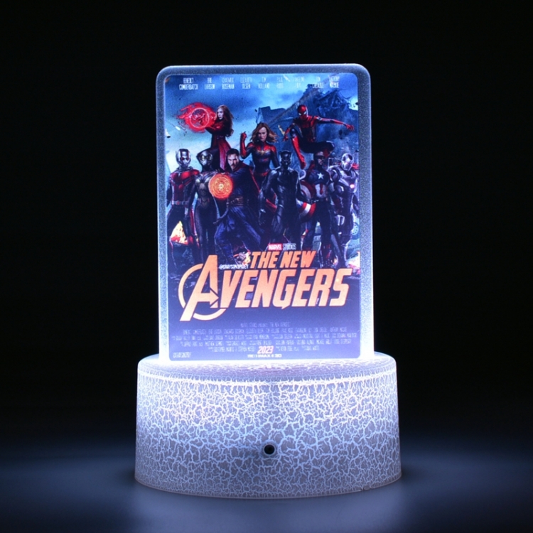 The avengers allianc Acrylic night light 16 kinds of color changing USB interface box 14X7X4CM white base