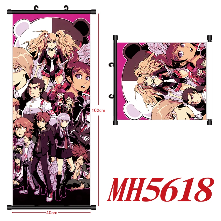 Dangan-Ronpa Anime black Plastic rod Cloth painting Wall Scroll 40X102CM  MH5618A