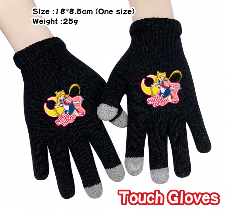 sailormoon Anime touch screen knitting all finger gloves 18X8.5CM