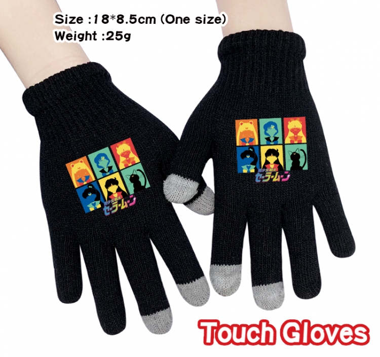 sailormoon Anime touch screen knitting all finger gloves 18X8.5CM