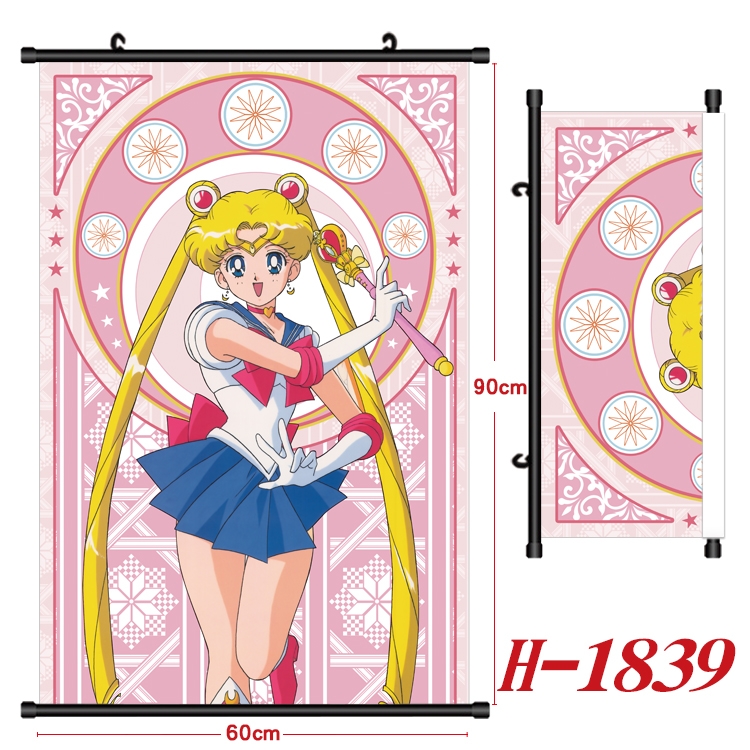 sailormoon Anime Black Plastic Rod Canvas Painting Wall Scroll 60X90CM H-1839