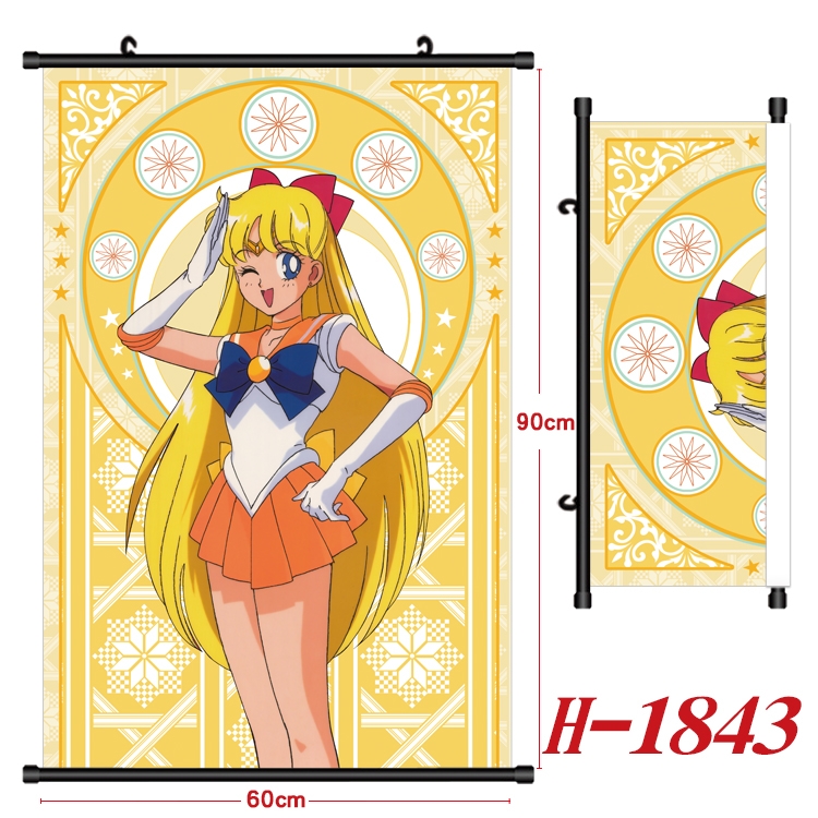 sailormoon Anime Black Plastic Rod Canvas Painting Wall Scroll 60X90CM  H-1843