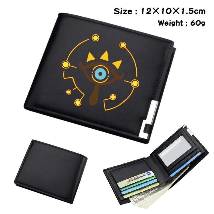 The Legend of Zelda Anime Coloring Book Black Leather Bifold Wallet 12x10x1.5cm