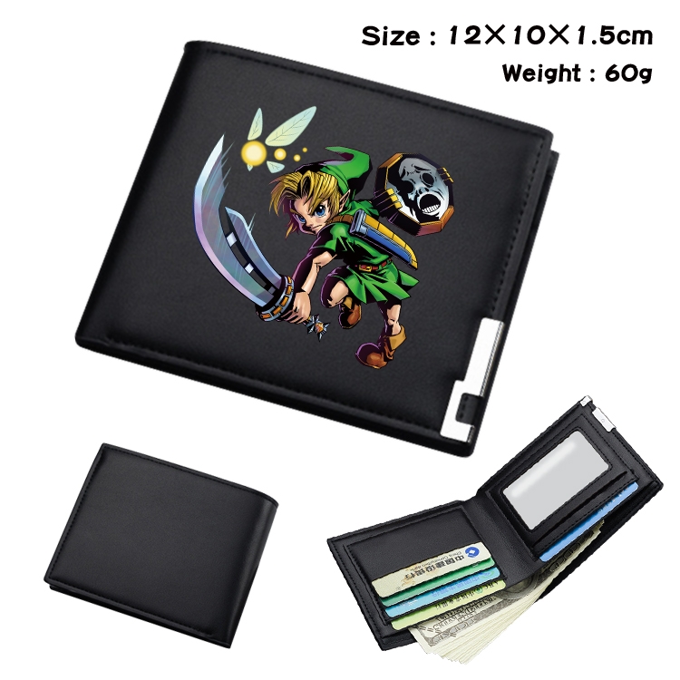 The Legend of Zelda Anime Coloring Book Black Leather Bifold Wallet 12x10x1.5cm