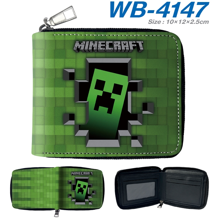 Minecraft Anime full-color short full zip two fold wallet 10x12x2.5cm WB-4147