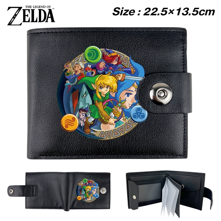 The Legend of Zelda Animation snap fastener black pickup bag wallet 22.5X13.5CM