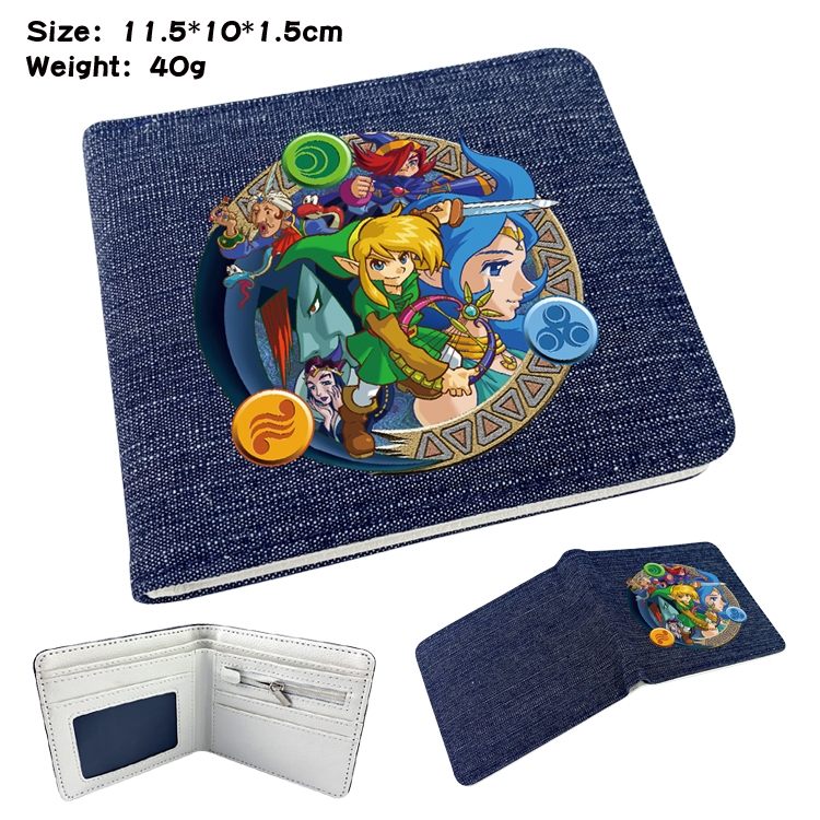 The Legend of Zelda Anime surrounding denim folding color picture wallet 11.5X10X1.5CM