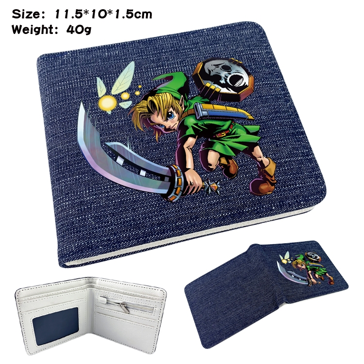 The Legend of Zelda Anime surrounding denim folding color picture wallet 11.5X10X1.5CM