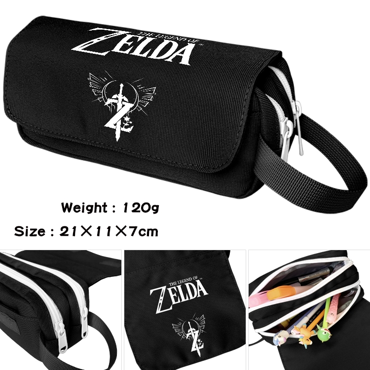 The Legend of Zelda Anime waterproof canvas portable double-layer pencil bag cosmetic bag 21x11x7cm