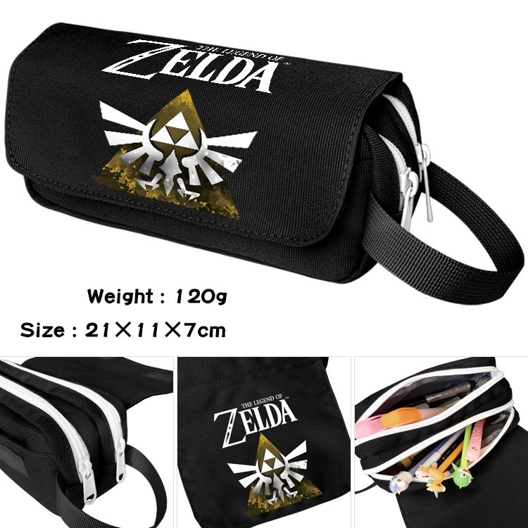 The Legend of Zelda Anime waterproof canvas portable double-layer pencil bag cosmetic bag 21x11x7cm