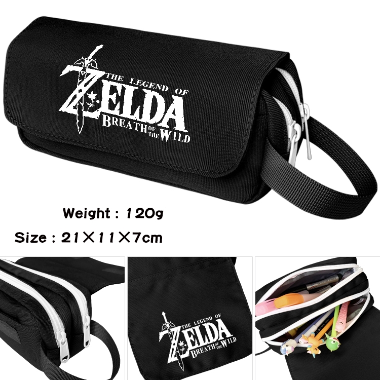 The Legend of Zelda Anime waterproof canvas portable double-layer pencil bag cosmetic bag 21x11x7cm